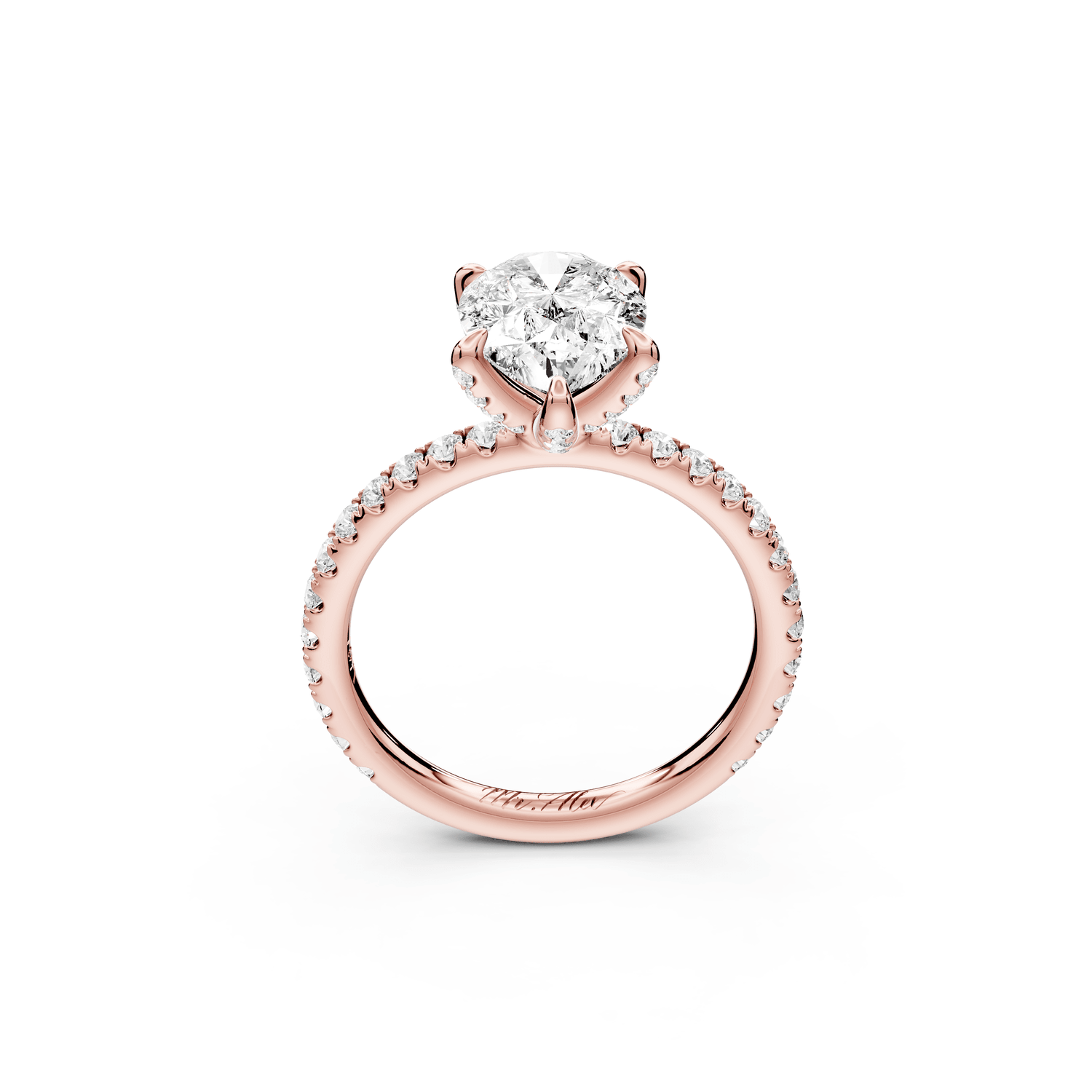 Elise - 2ct 18k rose gold pear diamond 6 - Talon Prong Diamond Crown with Pavé Engagement Ring - Mr. Alex Jewelry