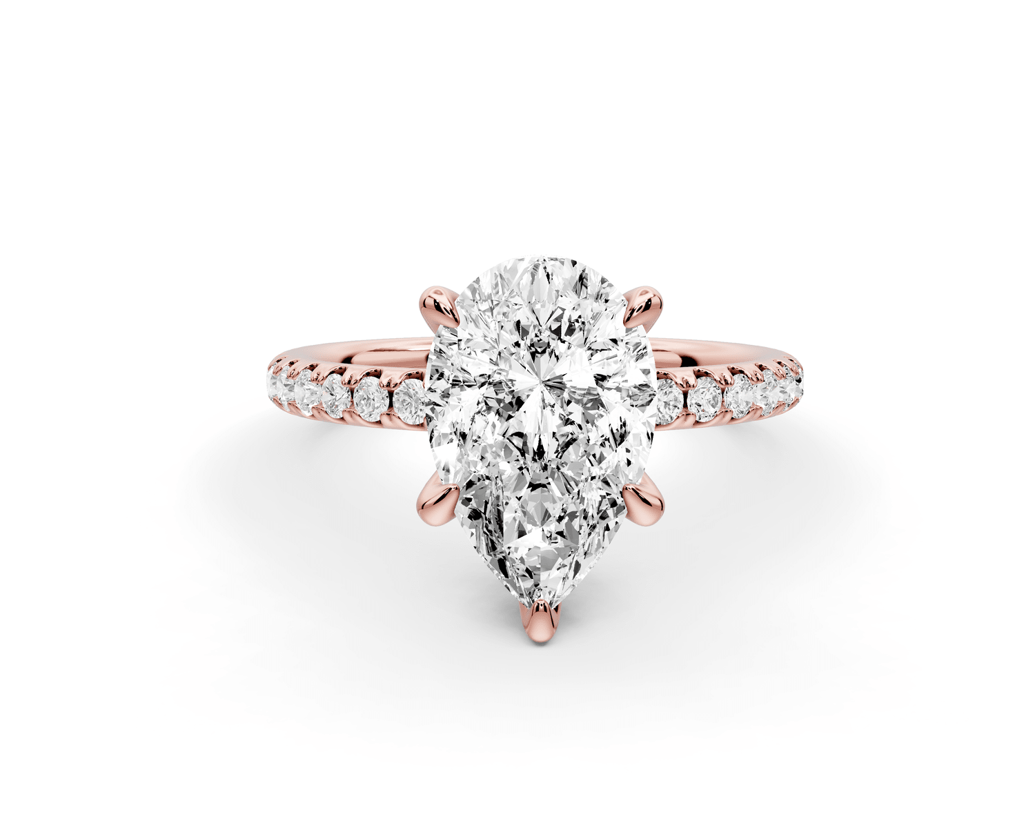 Elise - 2ct 18k rose gold pear diamond 6 - Talon Prong Diamond Crown with Pavé Engagement Ring - Mr. Alex Jewelry