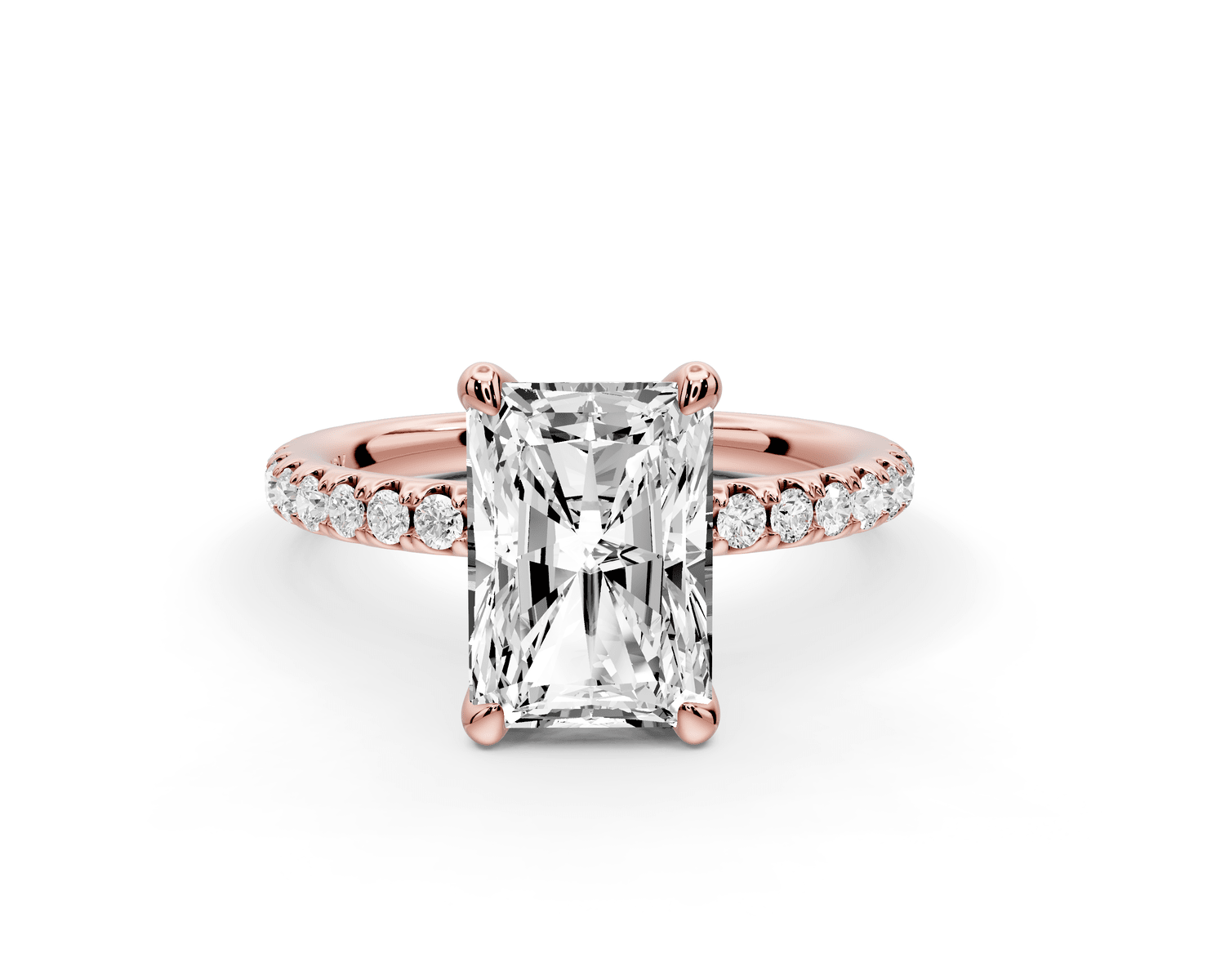Elise - 2ct 18k rose gold radiant diamond 6 - Talon Prong Diamond Crown with Pavé Engagement Ring - Mr. Alex Jewelry