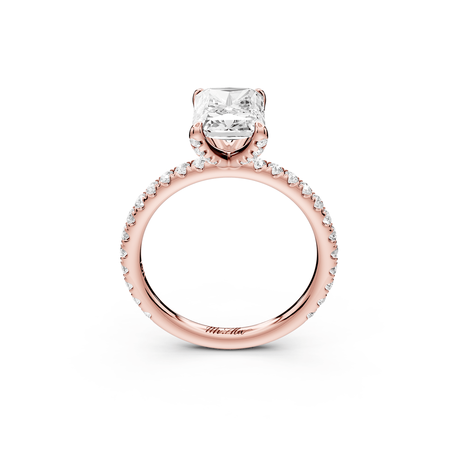 Elise - 2ct 18k rose gold radiant diamond 6 - Talon Prong Diamond Crown with Pavé Engagement Ring - Mr. Alex Jewelry