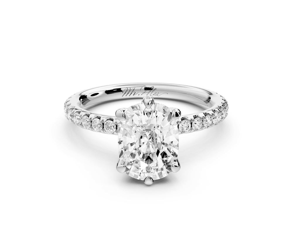 Elise - 2ct 18k white gold ecushion diamond 6 - Talon Prong Diamond Crown with Pavé Engagement Ring - Mr. Alex Jewelry