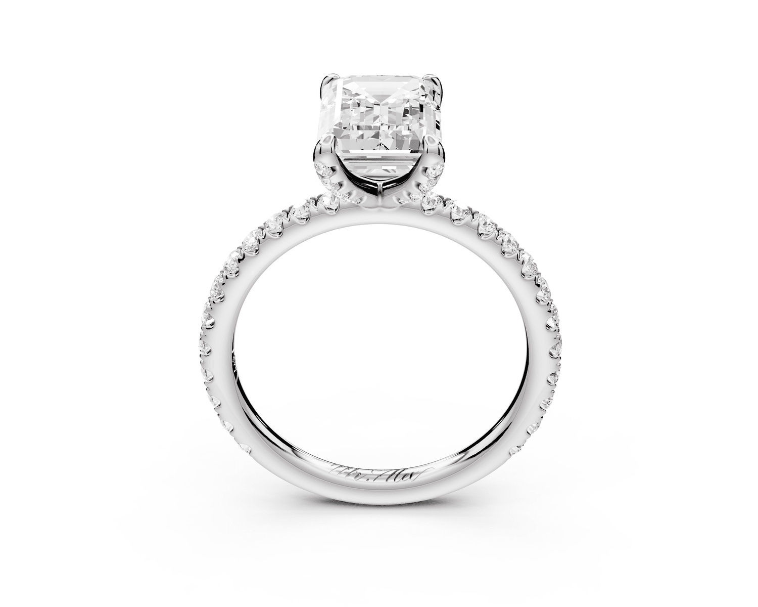 Elise - 2ct 18k white gold emerald diamond 6 - Talon Prong Diamond Crown with Pavé Engagement Ring - Mr. Alex Jewelry
