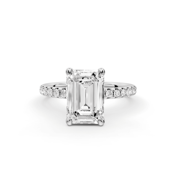 Elise - 2ct 18k white gold emerald diamond 6 - Talon Prong Diamond Crown with Pavé Engagement Ring - Mr. Alex Jewelry