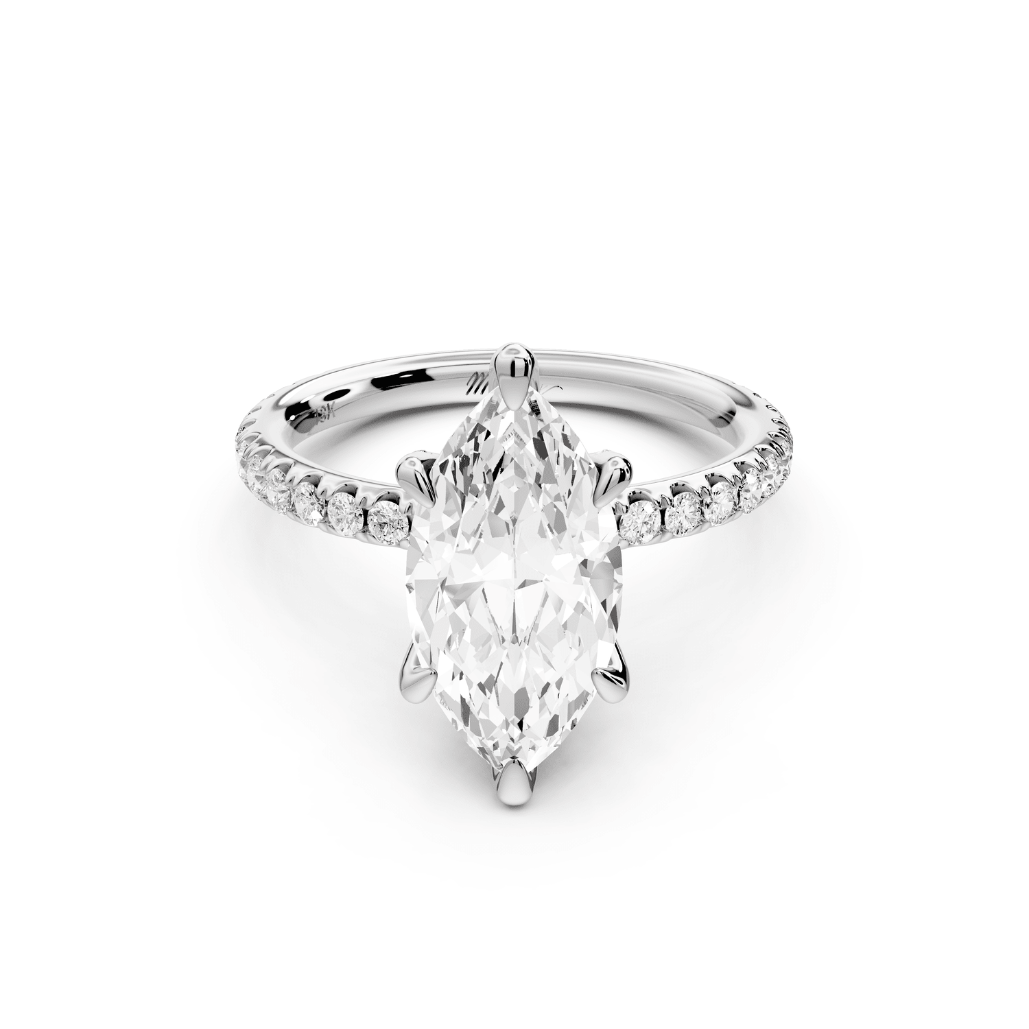Elise - 2ct 18k white gold marquise diamond 6 - Talon Prong Diamond Crown with Pavé Engagement Ring - Mr. Alex Jewelry