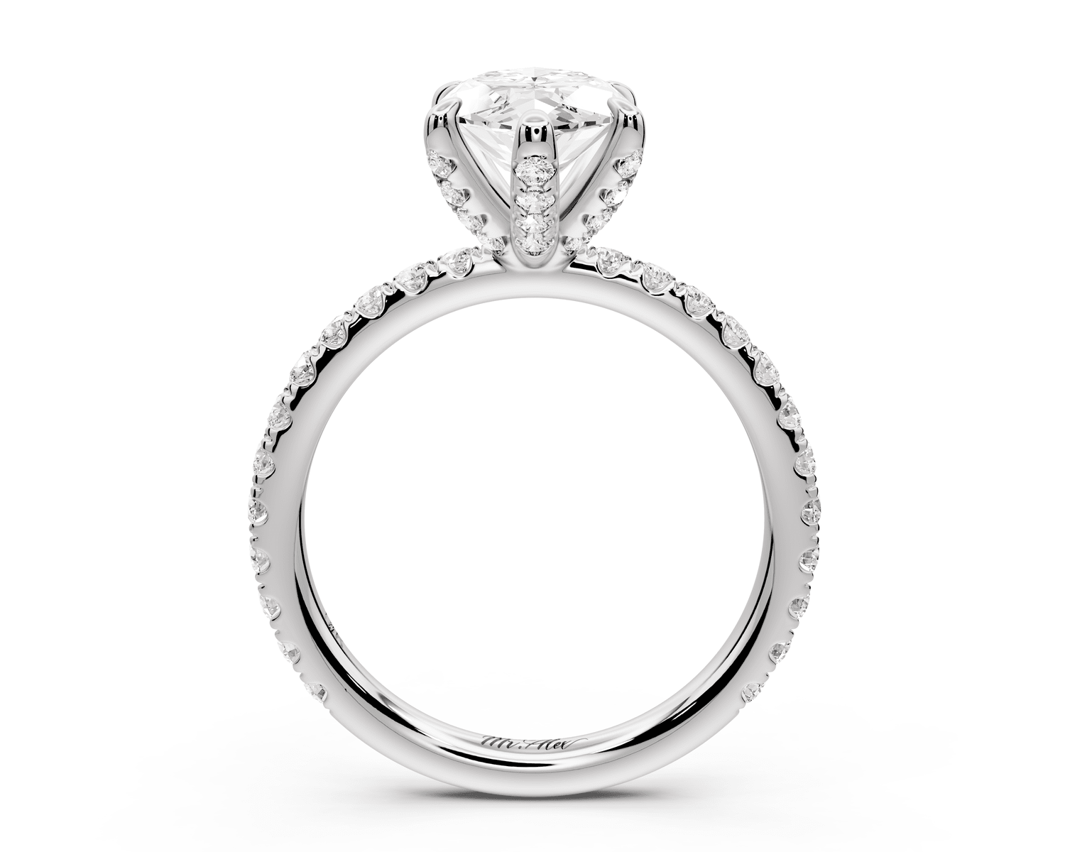 Elise - 2ct 18k white gold marquise diamond 6 - Talon Prong Diamond Crown with Pavé Engagement Ring - Mr. Alex Jewelry