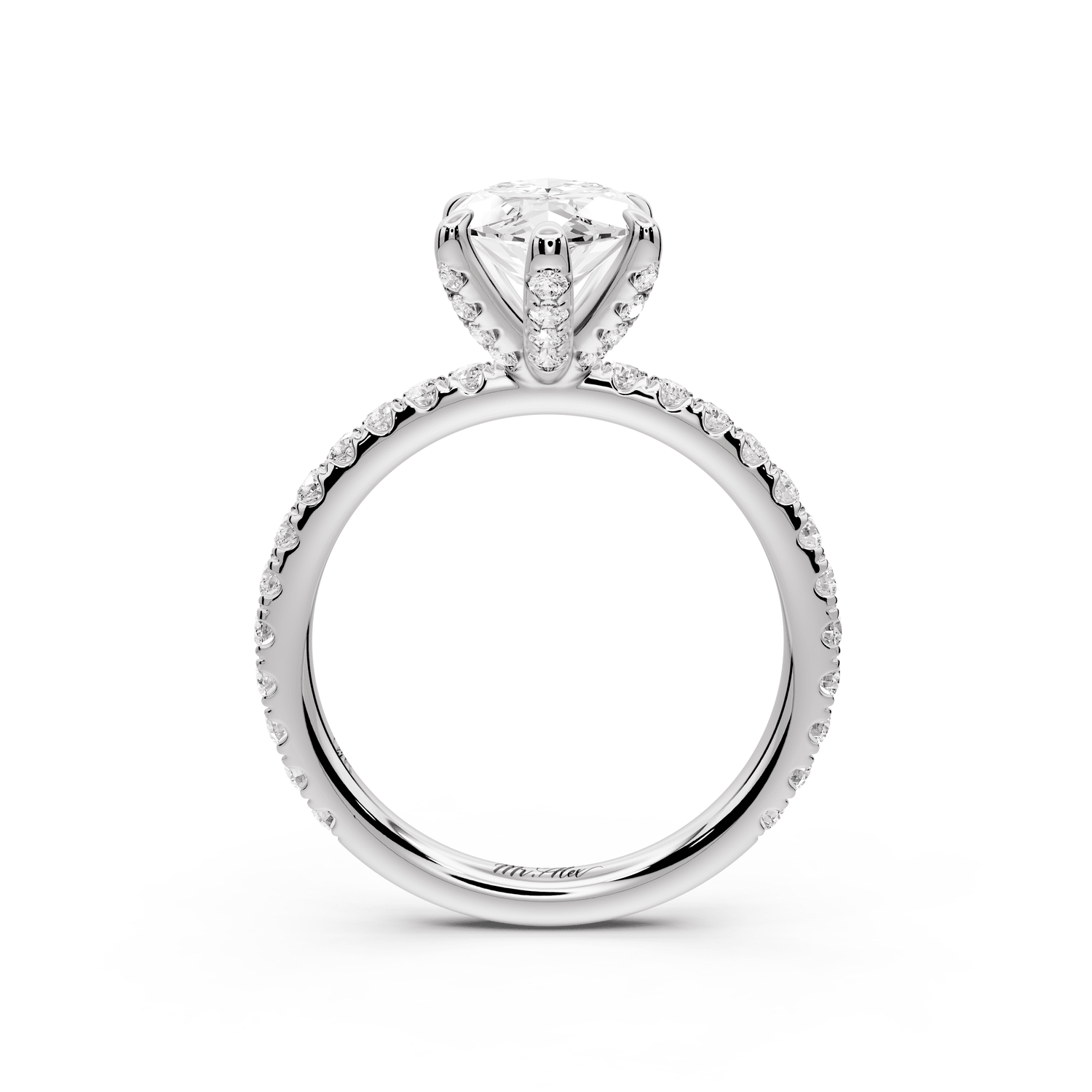 Elise - 2ct 18k white gold marquise diamond 6 - Talon Prong Diamond Crown with Pavé Engagement Ring - Mr. Alex Jewelry