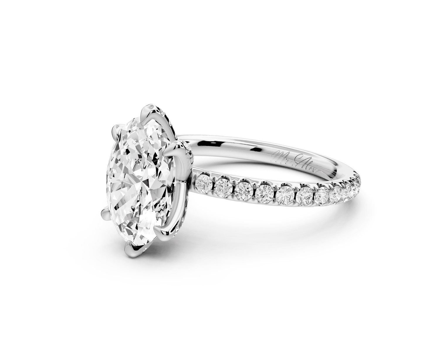 Elise - 2ct 18k white gold oval diamond 6 - Talon Prong Diamond Crown with Pavé Engagement Ring - Mr. Alex Jewelry