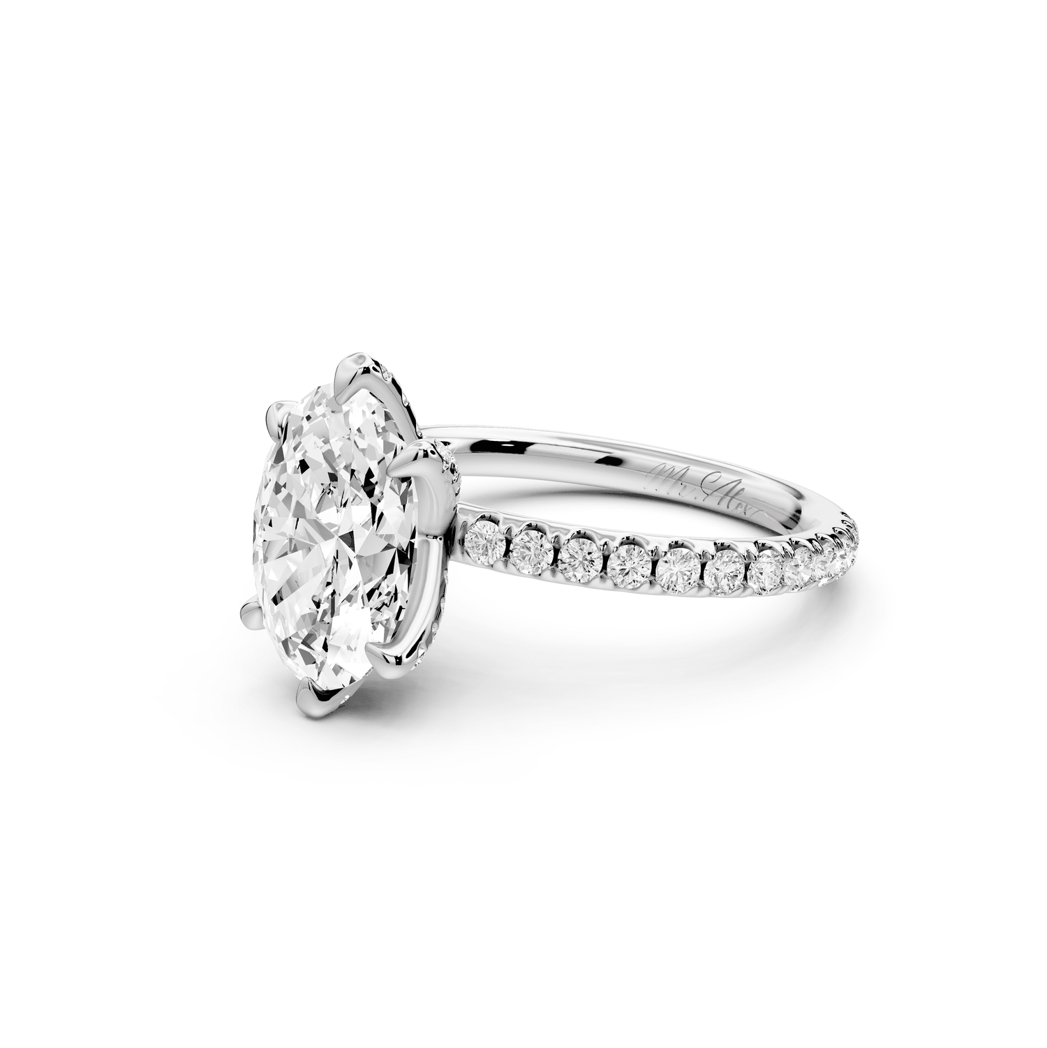 Elise - 2ct 18k white gold oval diamond 6 - Talon Prong Diamond Crown with Pavé Engagement Ring - Mr. Alex Jewelry