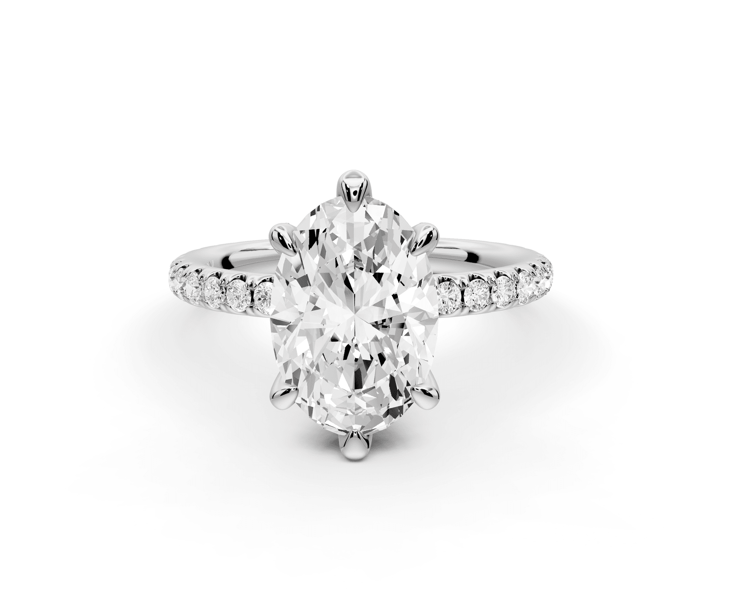 Elise - 2ct 18k white gold oval diamond 6 - Talon Prong Diamond Crown with Pavé Engagement Ring - Mr. Alex Jewelry
