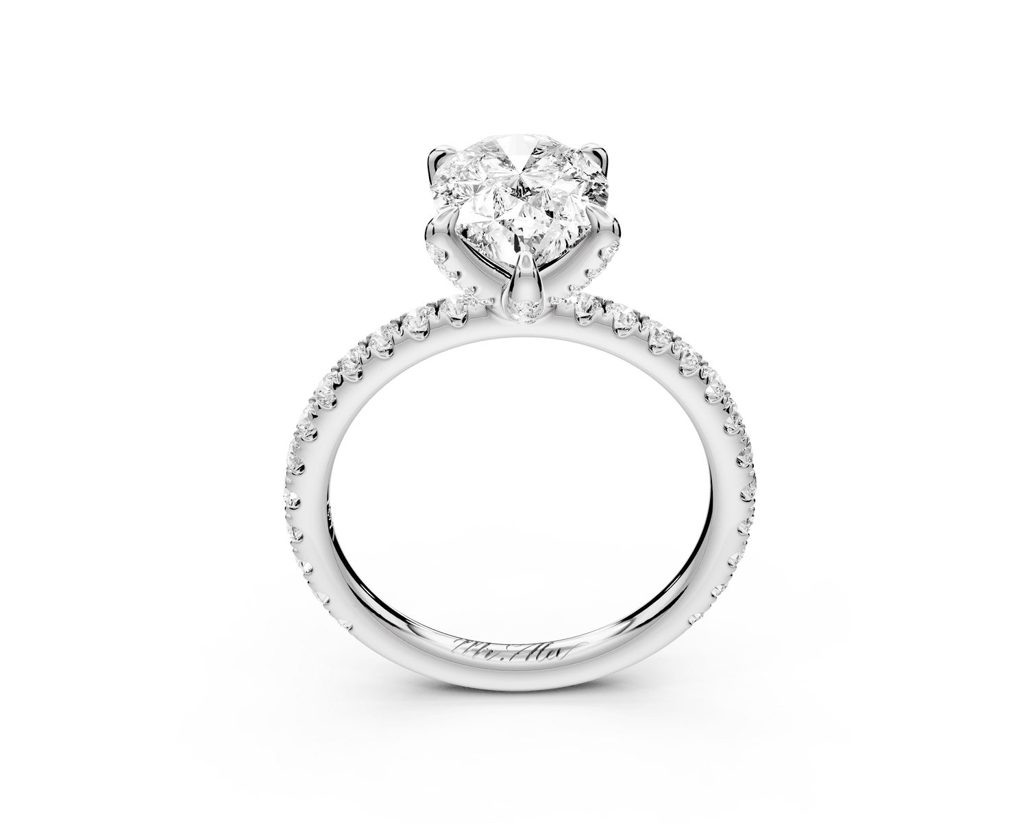 Elise - 2ct 18k white gold pear diamond 6 - Talon Prong Diamond Crown with Pavé Engagement Ring - Mr. Alex Jewelry