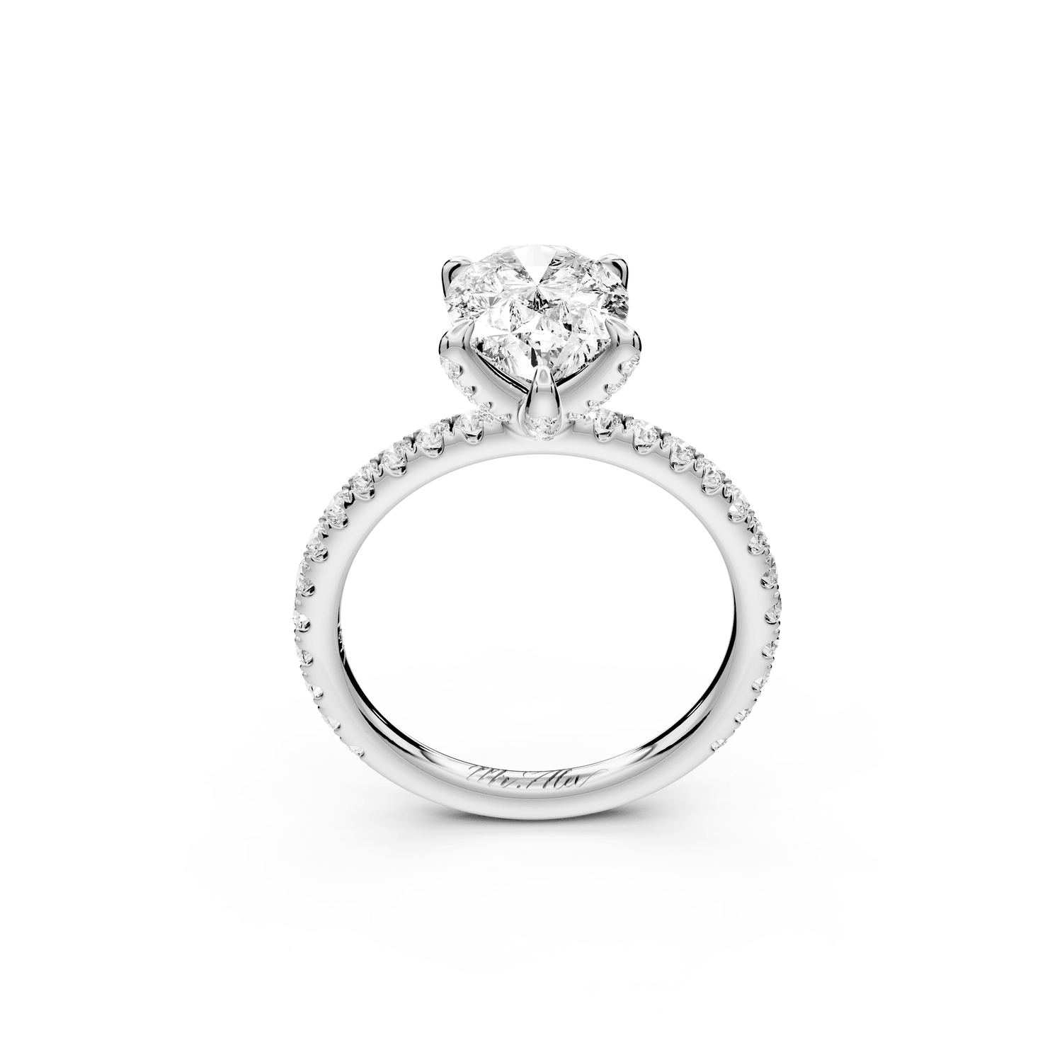 Elise - 2ct 18k white gold pear diamond 6 - Talon Prong Diamond Crown with Pavé Engagement Ring - Mr. Alex Jewelry