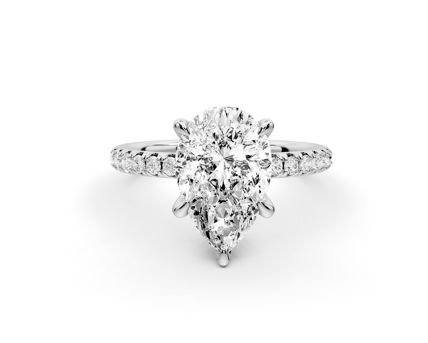 Elise - 2ct 18k white gold pear diamond 6 - Talon Prong Diamond Crown with Pavé Engagement Ring - Mr. Alex Jewelry