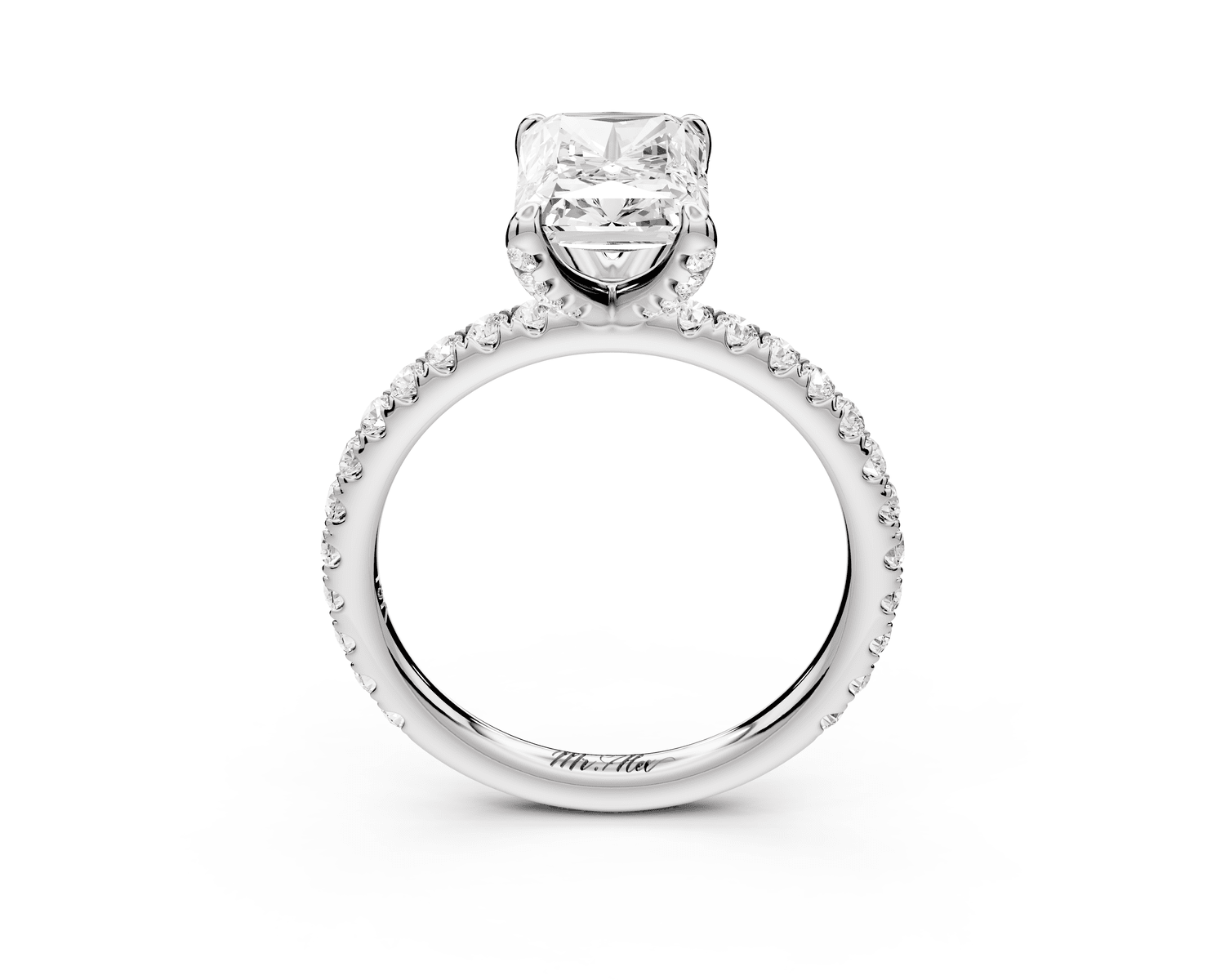 Elise - 2ct 18k white gold radiant diamond 6 - Talon Prong Diamond Crown with Pavé Engagement Ring - Mr. Alex Jewelry