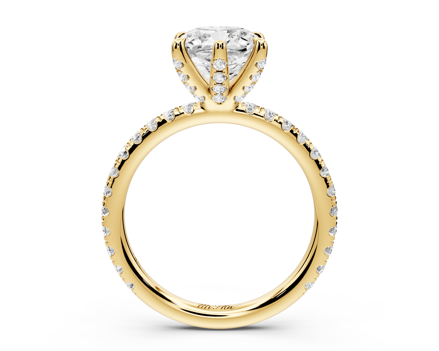 Elise - 2ct 18k yellow gold cushion diamond 6 - Talon Prong Diamond Crown with Pavé Engagement Ring - Mr. Alex Jewelry