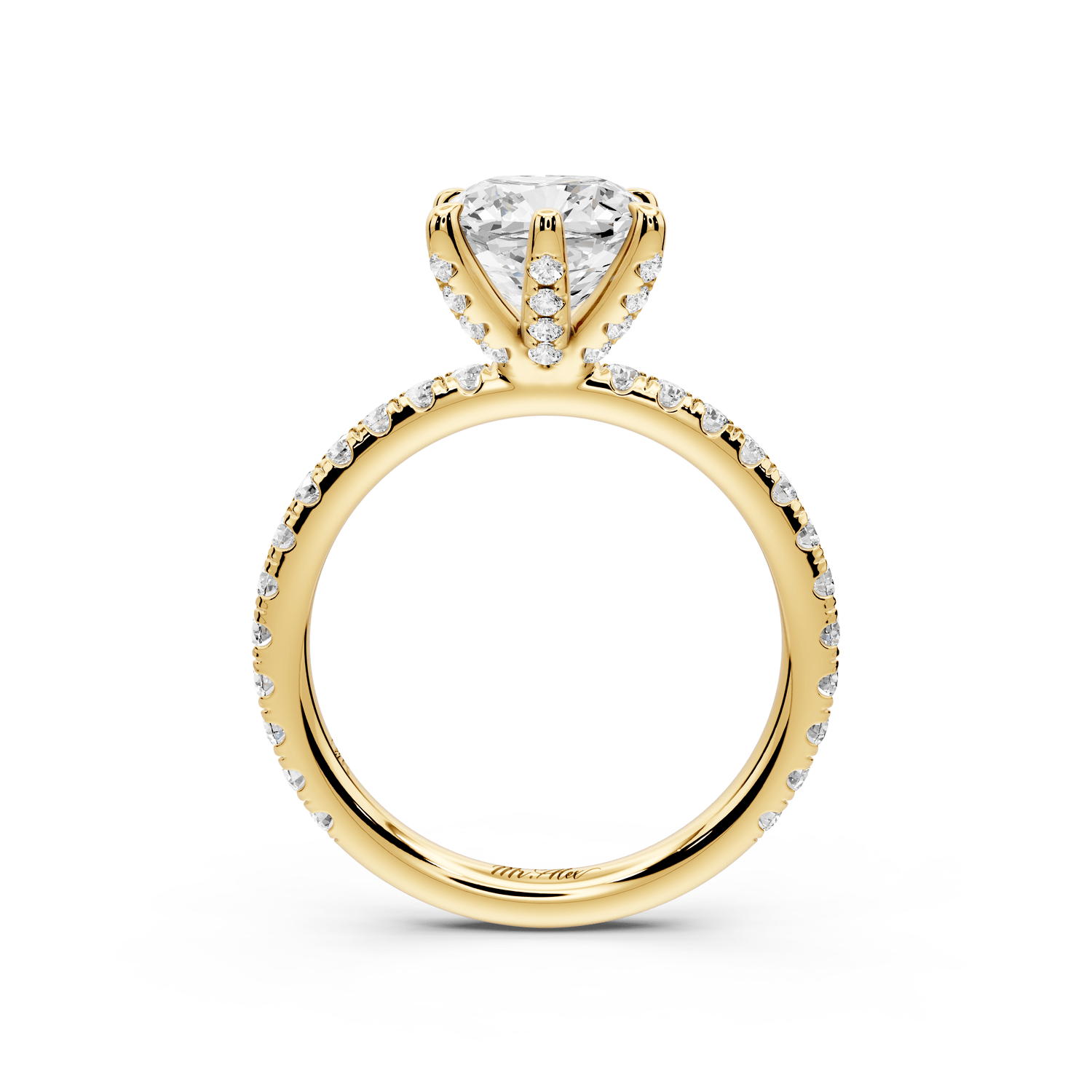 Elise - 2ct 18k yellow gold cushion diamond 6 - Talon Prong Diamond Crown with Pavé Engagement Ring - Mr. Alex Jewelry