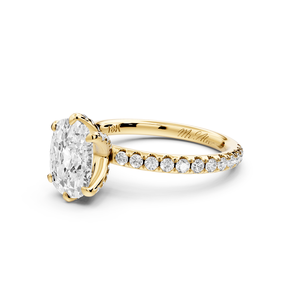 Elise - 2ct 18k yellow gold ecushion diamond 6 - Talon Prong Diamond Crown with Pavé Engagement Ring - Mr. Alex Jewelry
