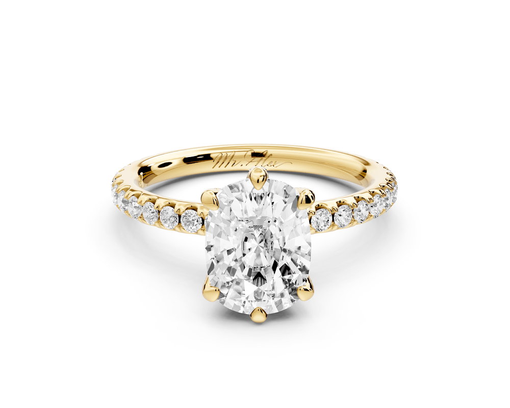 Elise - 2ct 18k yellow gold ecushion diamond 6 - Talon Prong Diamond Crown with Pavé Engagement Ring - Mr. Alex Jewelry