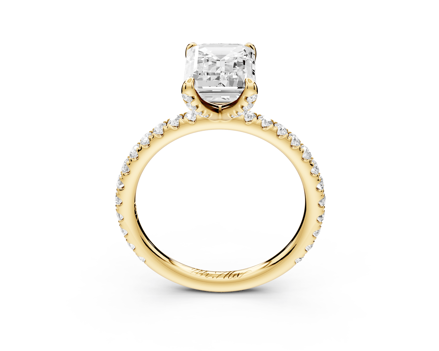 Elise - 2ct 18k yellow gold emerald diamond 6 - Talon Prong Diamond Crown with Pavé Engagement Ring - Mr. Alex Jewelry