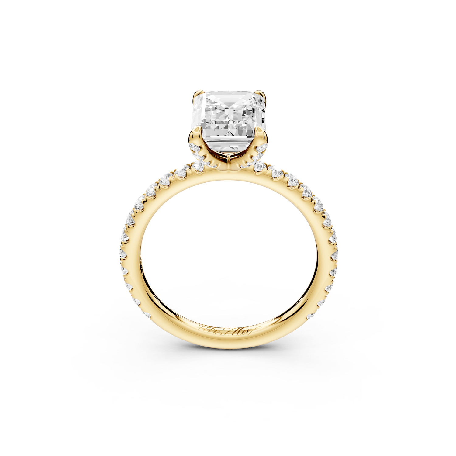 Elise - 2ct 18k yellow gold emerald diamond 6 - Talon Prong Diamond Crown with Pavé Engagement Ring - Mr. Alex Jewelry