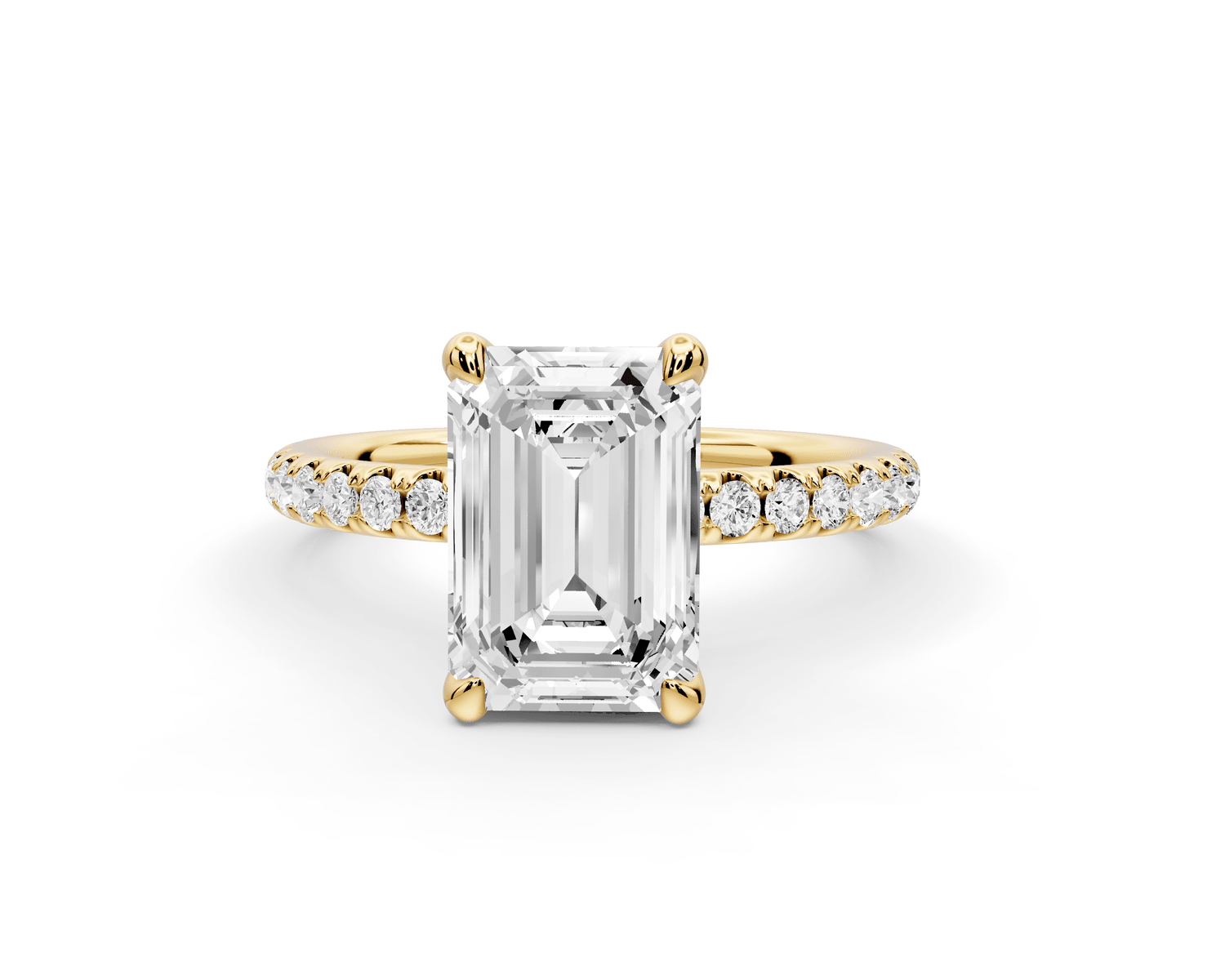 Elise - 2ct 18k yellow gold emerald diamond 6 - Talon Prong Diamond Crown with Pavé Engagement Ring - Mr. Alex Jewelry