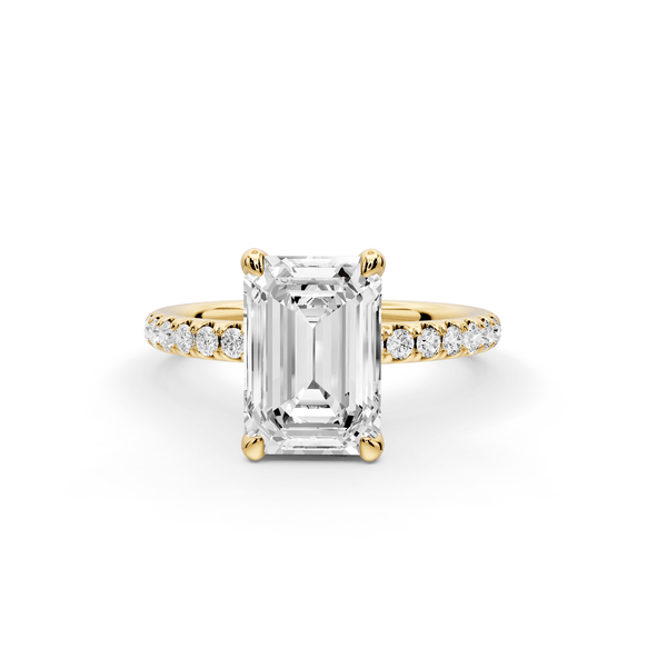 Elise - 2ct 18k yellow gold emerald diamond 6 - Talon Prong Diamond Crown with Pavé Engagement Ring - Mr. Alex Jewelry