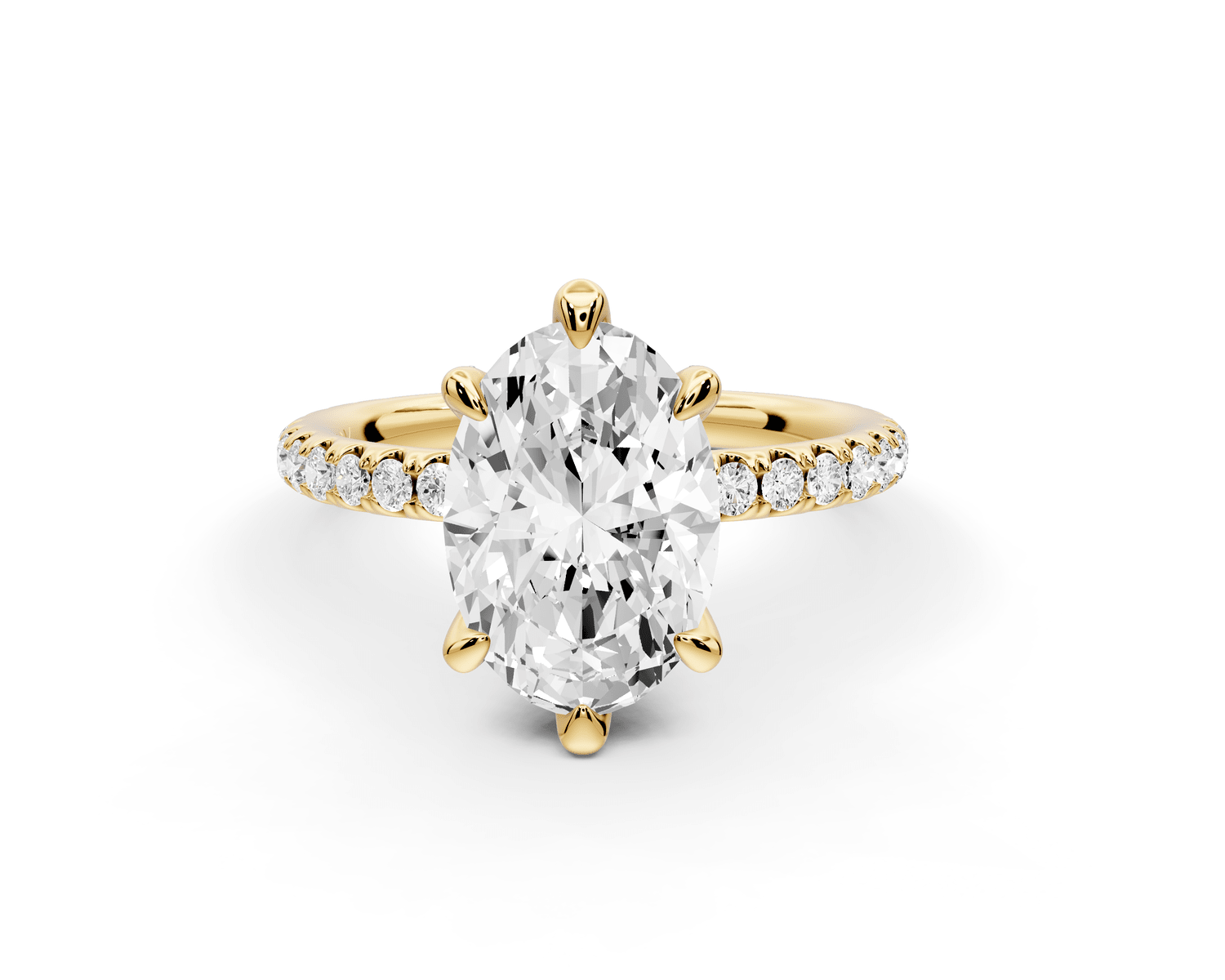 Elise - 2ct 18k yellow gold oval diamond 6 - Talon Prong Diamond Crown with Pavé Engagement Ring - Mr. Alex Jewelry