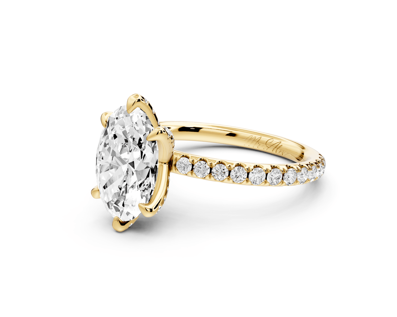 Elise - 2ct 18k yellow gold oval diamond 6 - Talon Prong Diamond Crown with Pavé Engagement Ring - Mr. Alex Jewelry