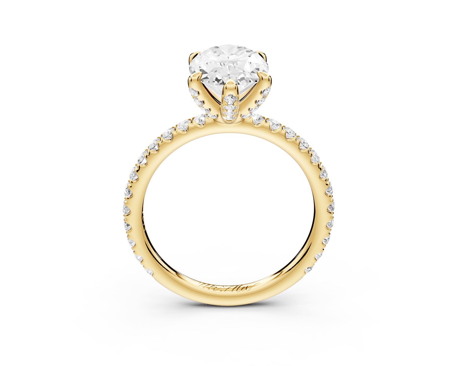 Elise - 2ct 18k yellow gold oval diamond 6 - Talon Prong Diamond Crown with Pavé Engagement Ring - Mr. Alex Jewelry