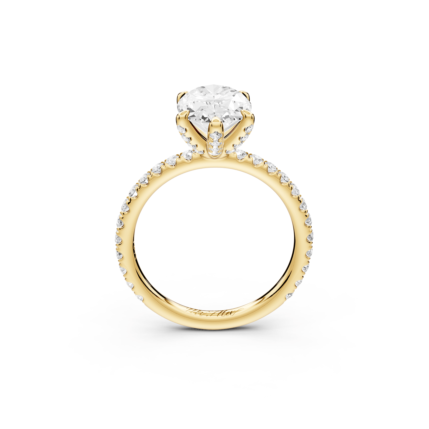 Elise - 2ct 18k yellow gold oval diamond 6 - Talon Prong Diamond Crown with Pavé Engagement Ring - Mr. Alex Jewelry