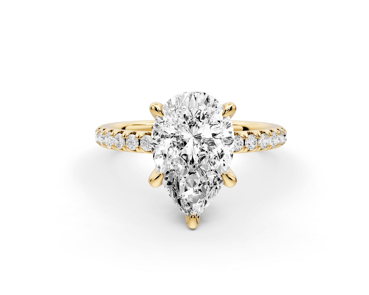 Elise - 2ct 18k yellow gold pear diamond 6 - Talon Prong Diamond Crown with Pavé Engagement Ring - Mr. Alex Jewelry