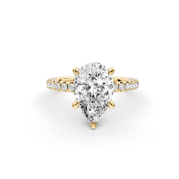 Elise - 2ct 18k yellow gold pear diamond 6 - Talon Prong Diamond Crown with Pavé Engagement Ring - Mr. Alex Jewelry
