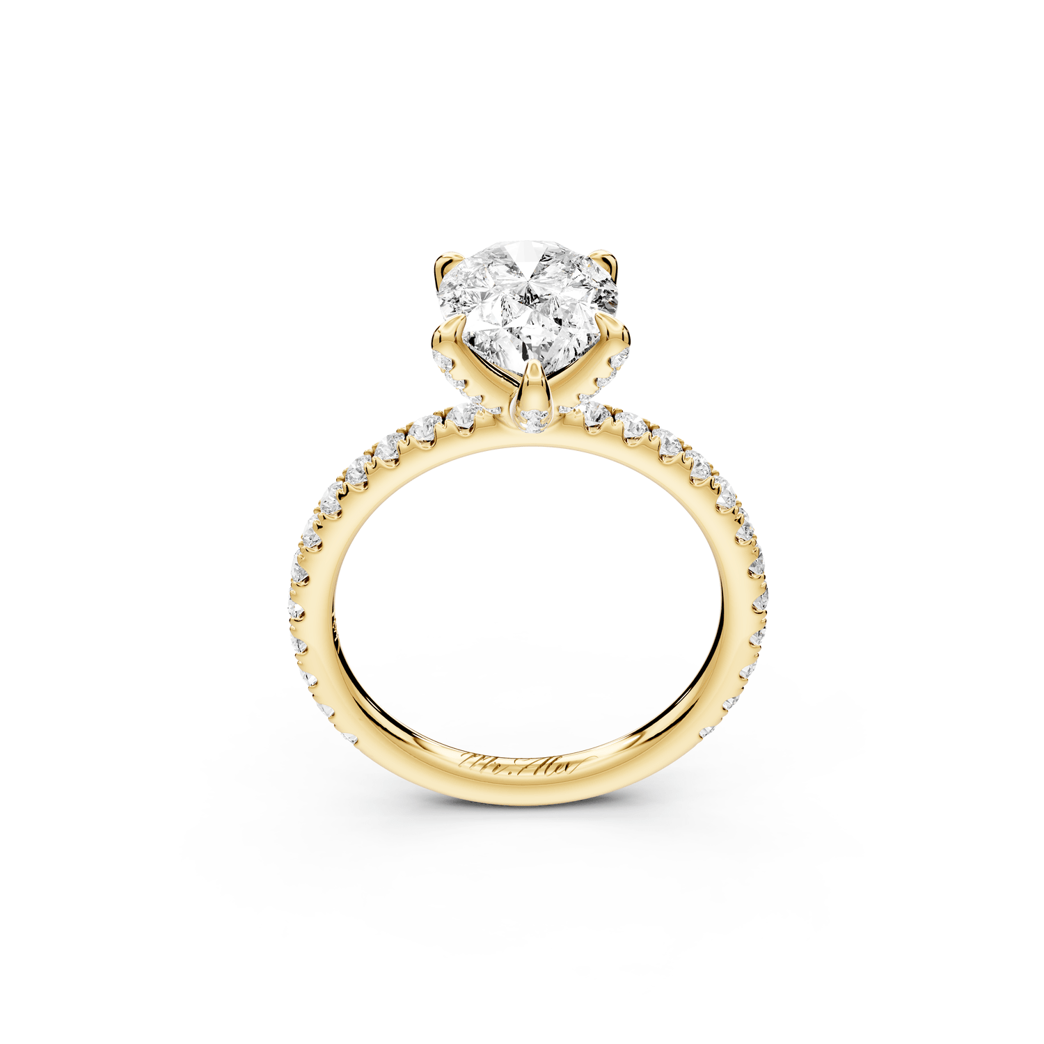 Elise - 2ct 18k yellow gold pear diamond 6 - Talon Prong Diamond Crown with Pavé Engagement Ring - Mr. Alex Jewelry