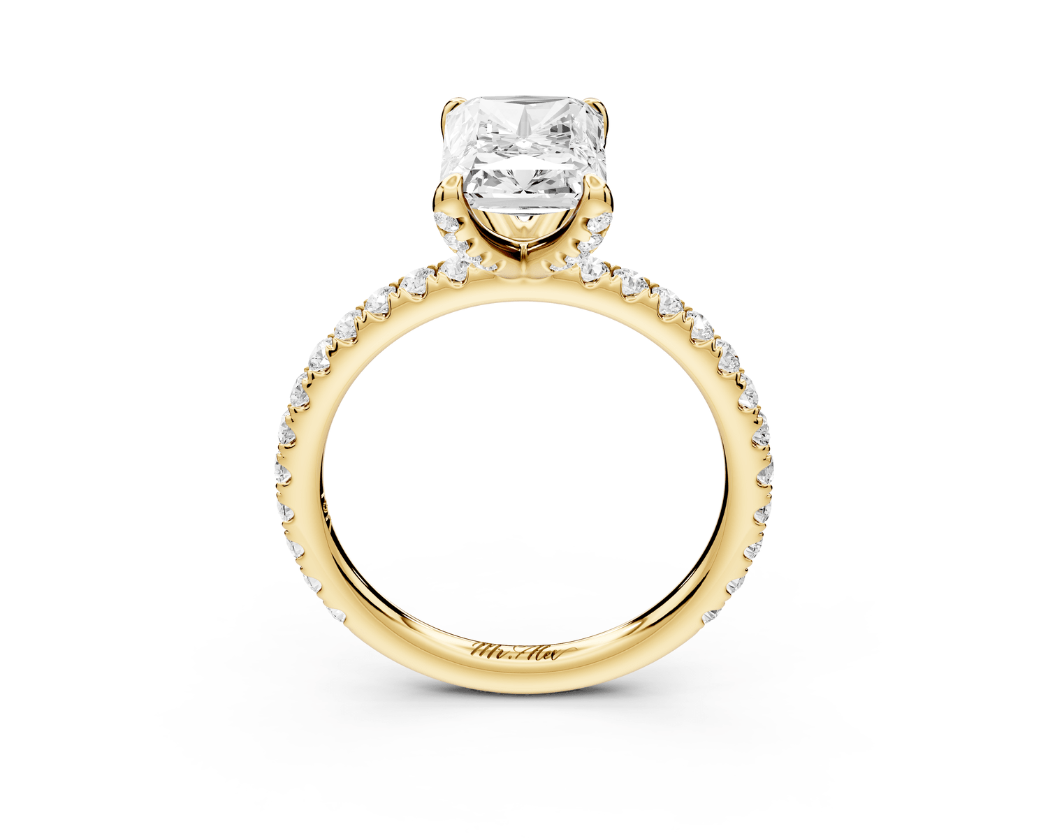 Elise - 2ct 18k yellow gold radiant diamond 6 - Talon Prong Diamond Crown with Pavé Engagement Ring - Mr. Alex Jewelry