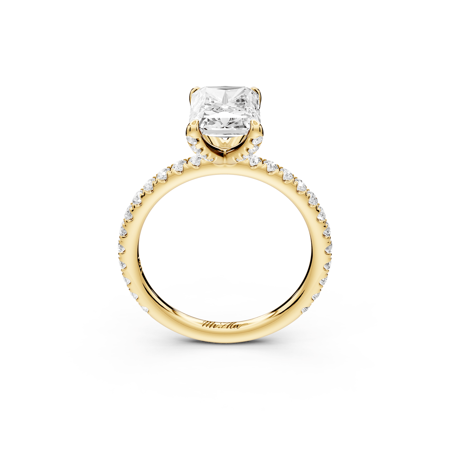 Elise - 2ct 18k yellow gold radiant diamond 6 - Talon Prong Diamond Crown with Pavé Engagement Ring - Mr. Alex Jewelry