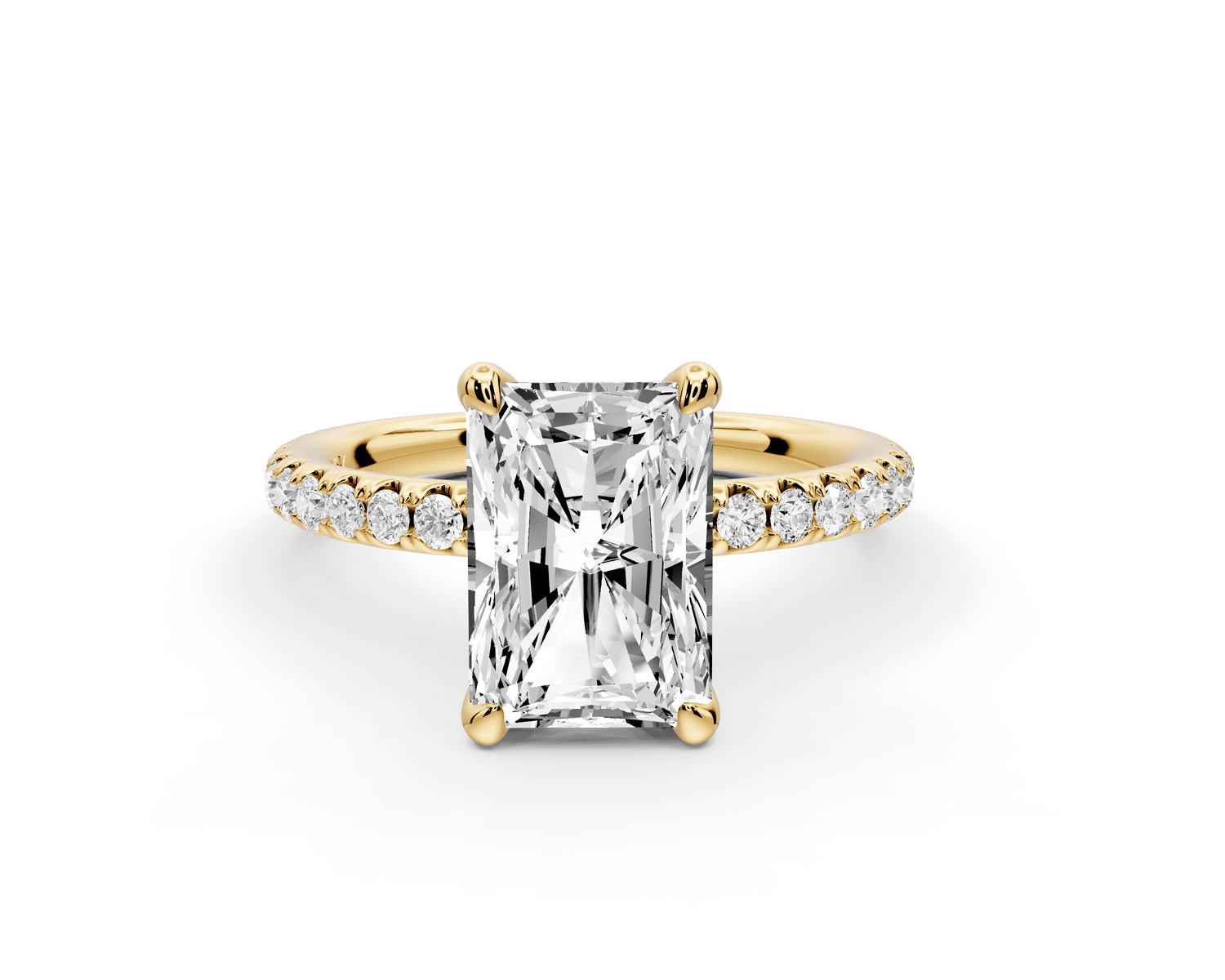 Elise - 2ct 18k yellow gold radiant diamond 6 - Talon Prong Diamond Crown with Pavé Engagement Ring - Mr. Alex Jewelry