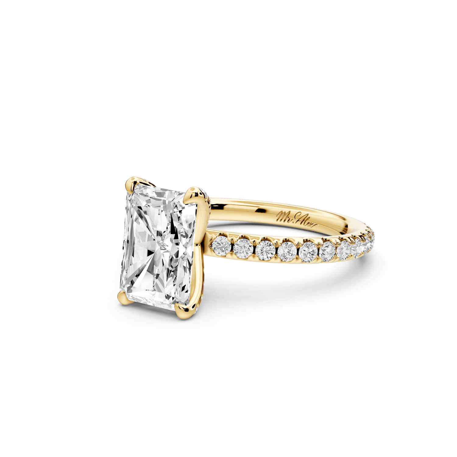 Elise - 2ct 18k yellow gold radiant diamond 6 - Talon Prong Diamond Crown with Pavé Engagement Ring - Mr. Alex Jewelry