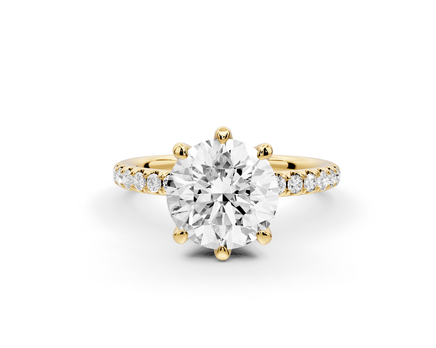 Elise - 2ct 18k yellow gold round diamond 6 - Talon Prong Diamond Crown with Pavé Engagement Ring - Mr. Alex Jewelry