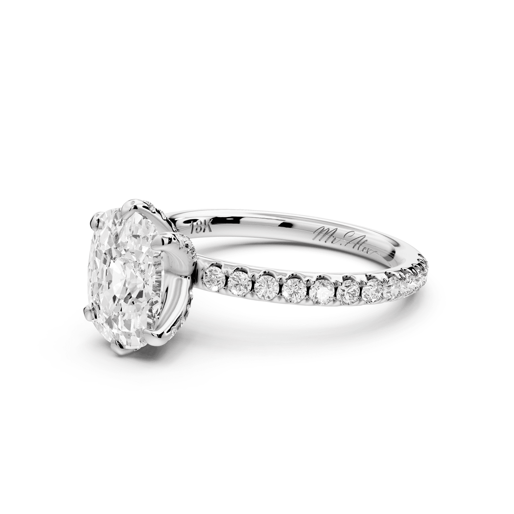 Elise - 2ct platinum ecushion diamond 6 - Talon Prong Diamond Crown with Pavé Engagement Ring - Mr. Alex Jewelry