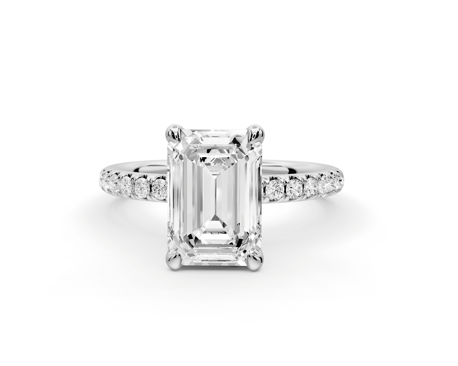 Elise - 2ct platinum emerald diamond 6 - Talon Prong Diamond Crown with Pavé Engagement Ring - Mr. Alex Jewelry