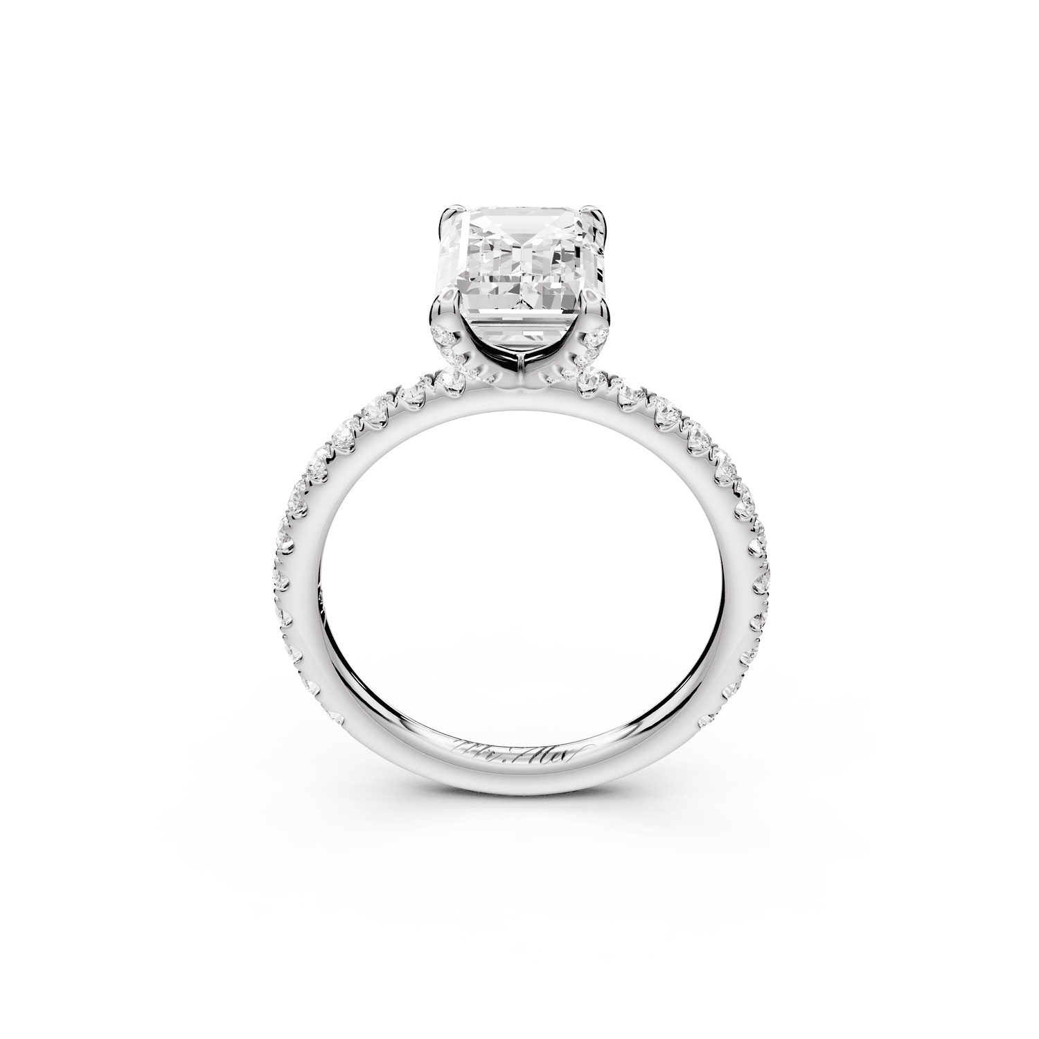 Elise - 2ct platinum emerald diamond 6 - Talon Prong Diamond Crown with Pavé Engagement Ring - Mr. Alex Jewelry