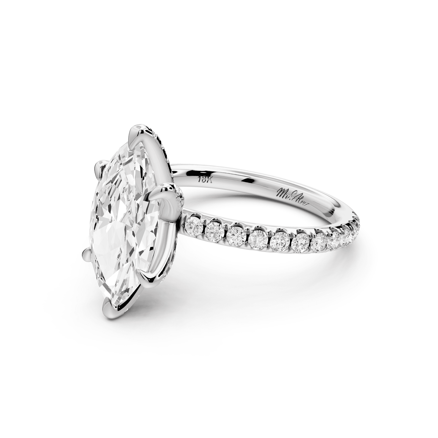 Elise - 2ct platinum marquise diamond 6 - Talon Prong Diamond Crown with Pavé Engagement Ring - Mr. Alex Jewelry