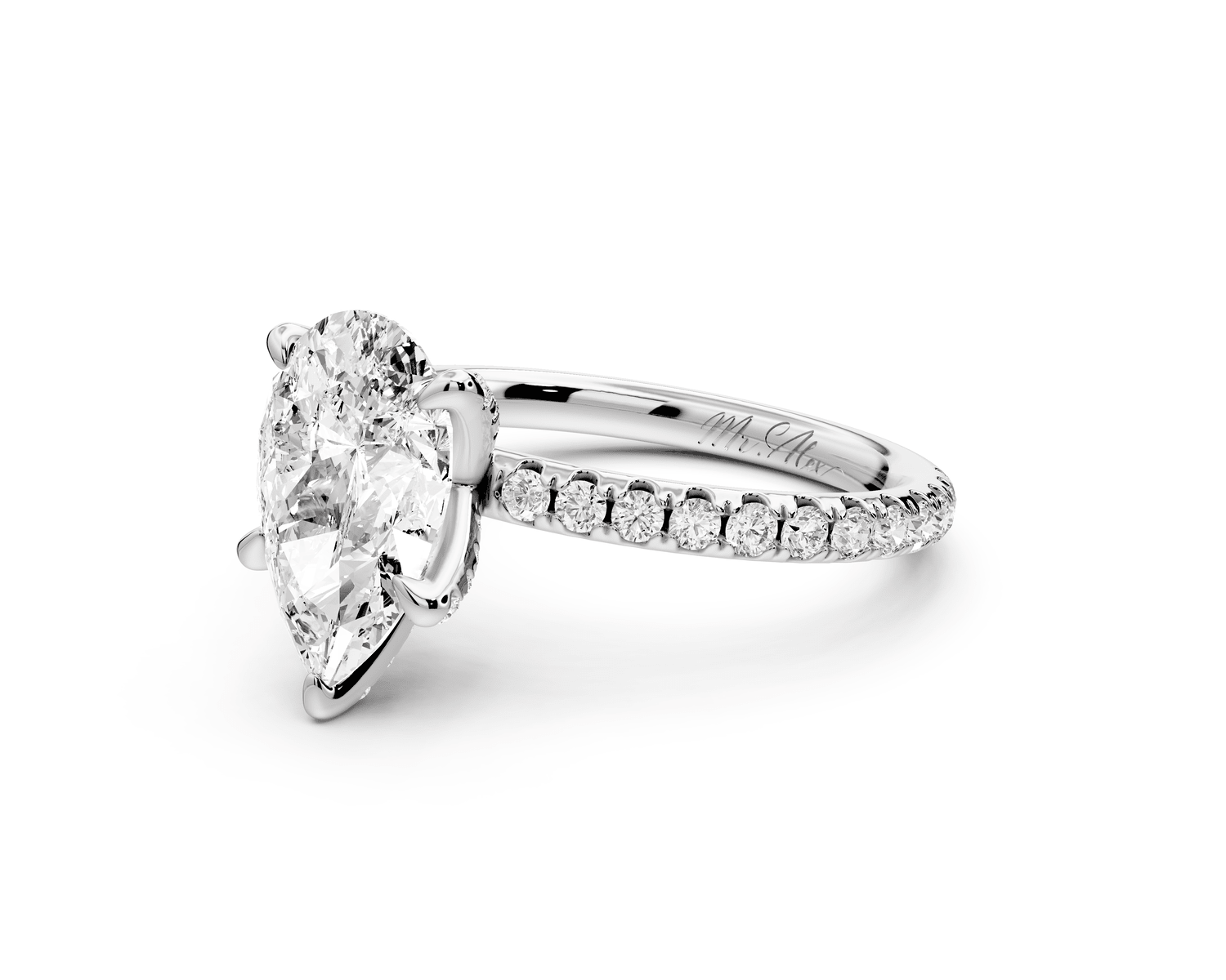 Elise - 2ct platinum pear diamond 6 - Talon Prong Diamond Crown with Pavé Engagement Ring - Mr. Alex Jewelry