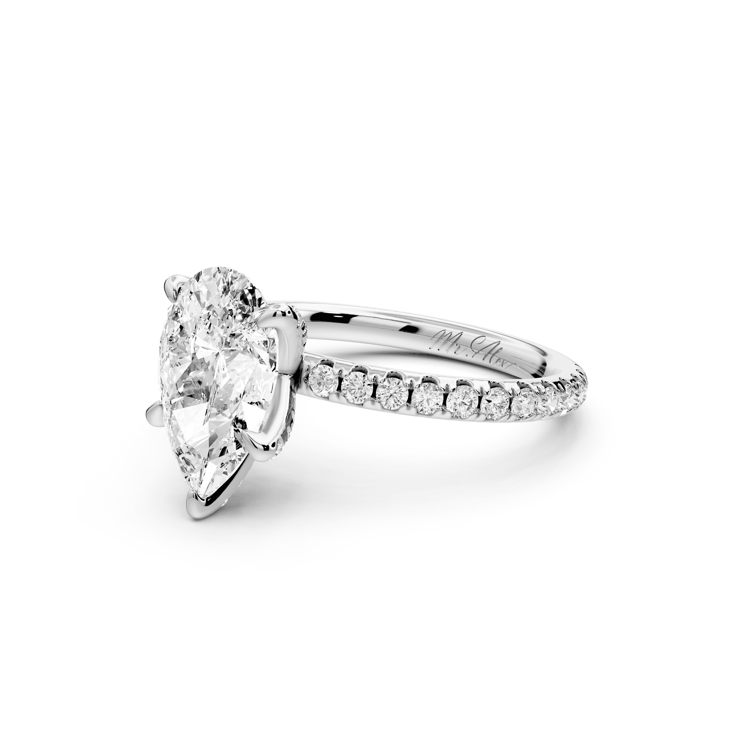 Elise - 2ct platinum pear diamond 6 - Talon Prong Diamond Crown with Pavé Engagement Ring - Mr. Alex Jewelry