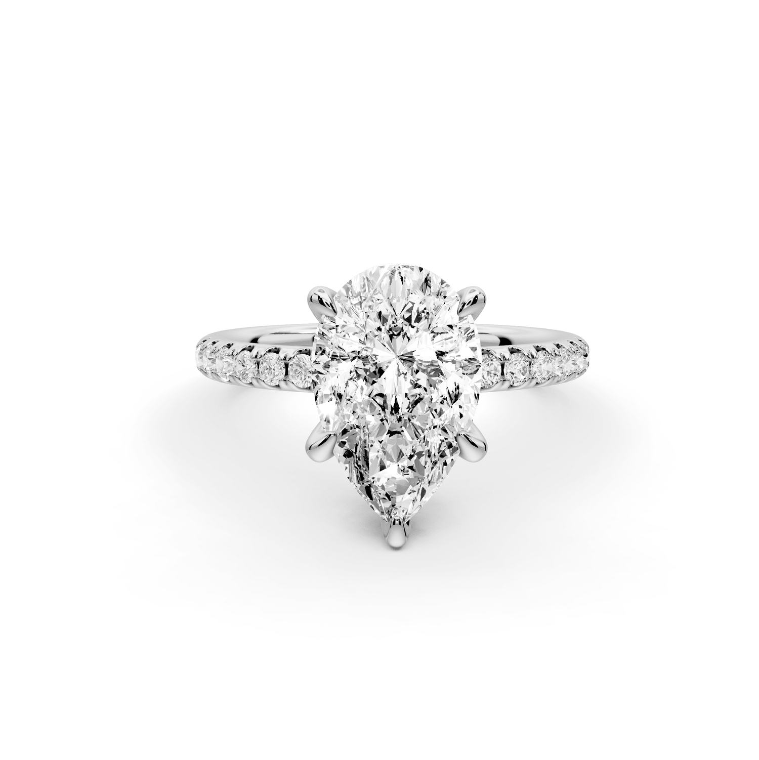 Elise - 2ct platinum pear diamond 6 - Talon Prong Diamond Crown with Pavé Engagement Ring - Mr. Alex Jewelry
