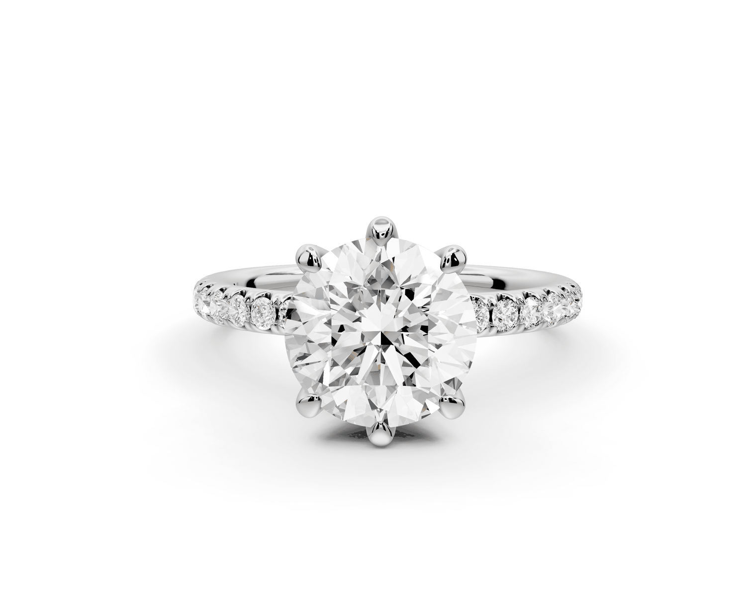 Elise - 2ct platinum round diamond 6 - Talon Prong Diamond Crown with Pavé Engagement Ring - Mr. Alex Jewelry