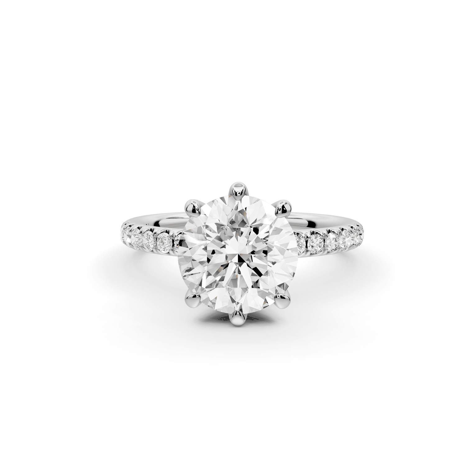 Elise - 2ct platinum round diamond 6 - Talon Prong Diamond Crown with Pavé Engagement Ring - Mr. Alex Jewelry