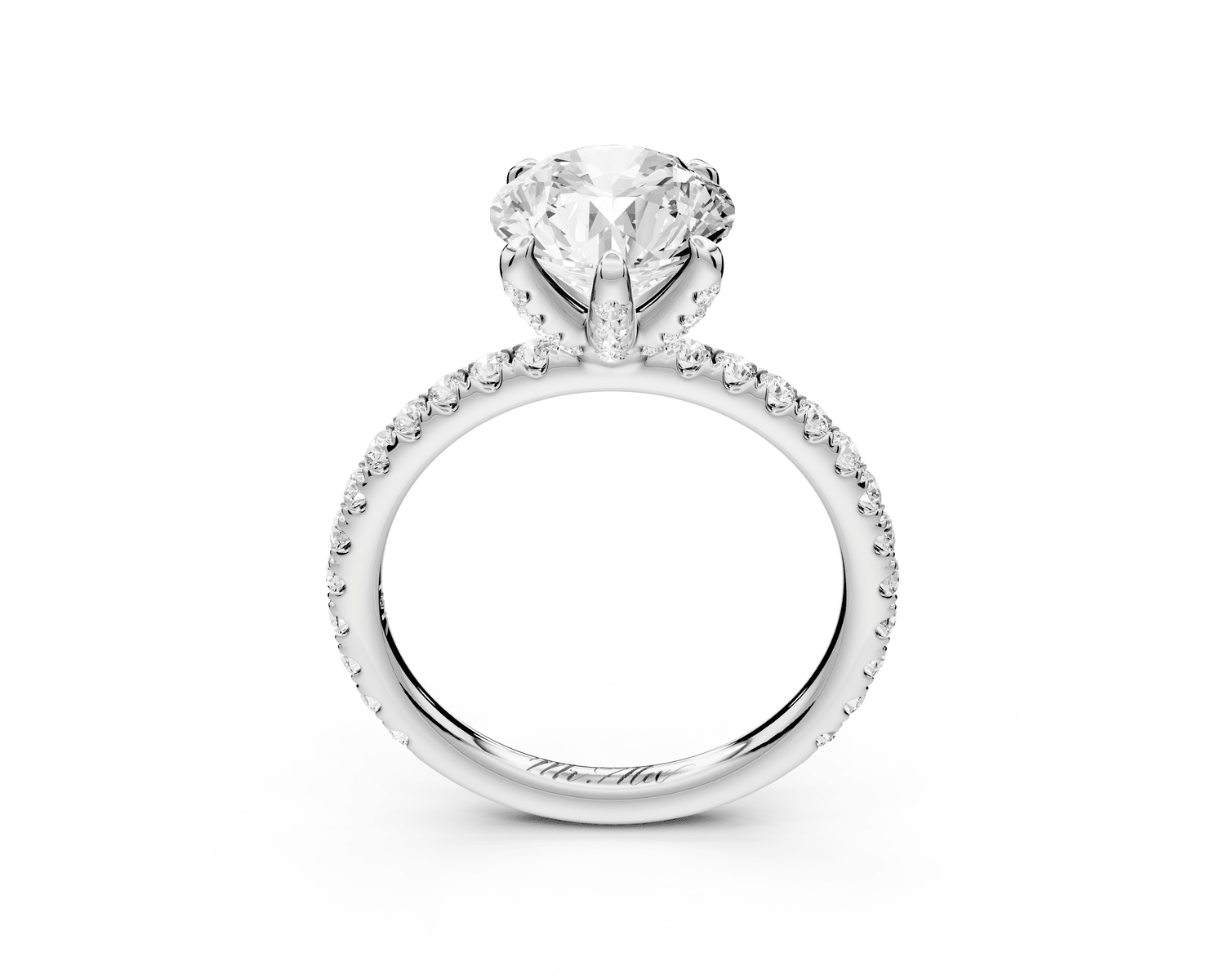 Elise - 2ct platinum round diamond 6 - Talon Prong Diamond Crown with Pavé Engagement Ring - Mr. Alex Jewelry