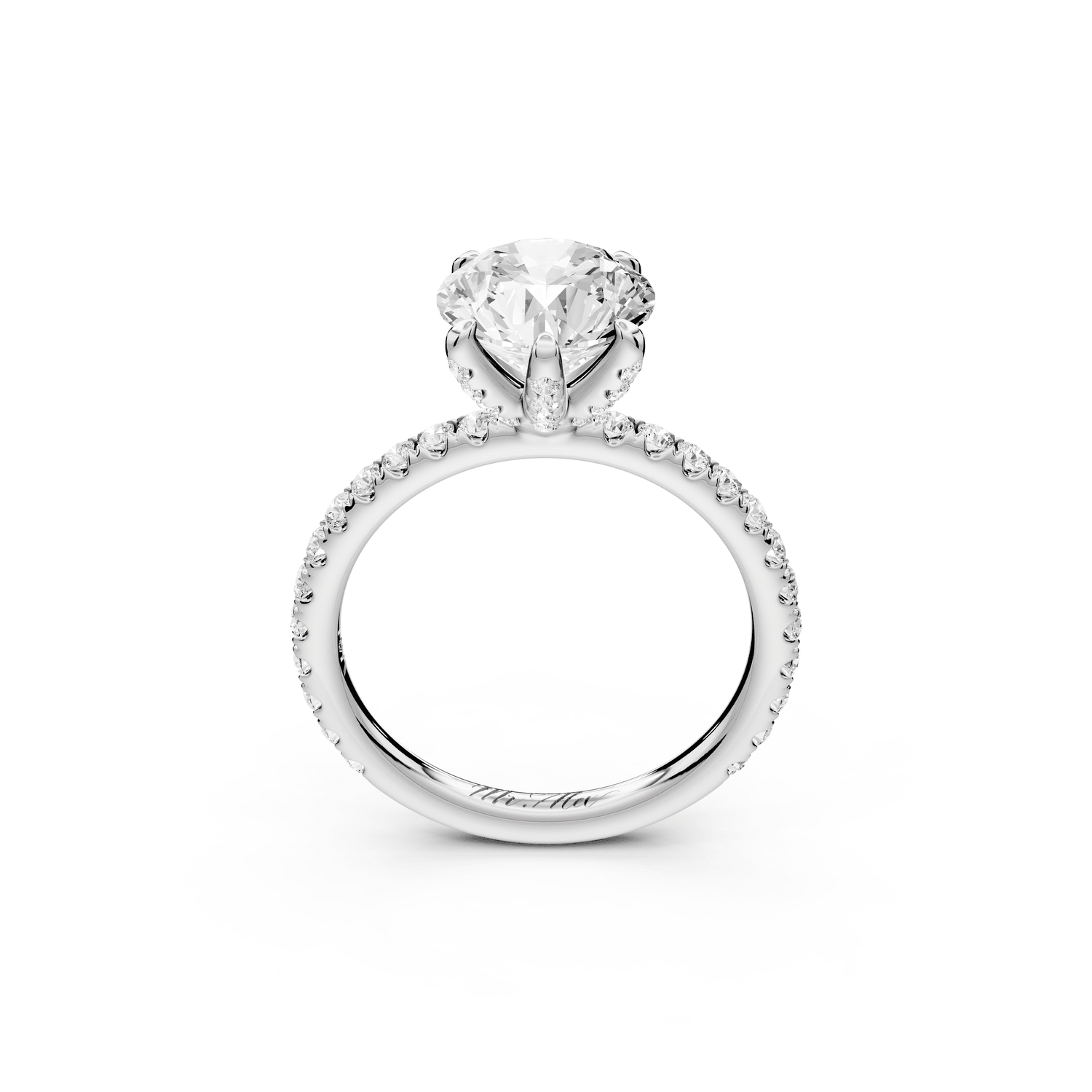 Elise - 2ct platinum round diamond 6 - Talon Prong Diamond Crown with Pavé Engagement Ring - Mr. Alex Jewelry