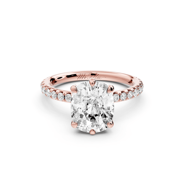Elise - 3ct 14k rose gold ecushion diamond 6 - Talon Prong Diamond Crown with Pavé Engagement Ring - Mr. Alex Jewelry