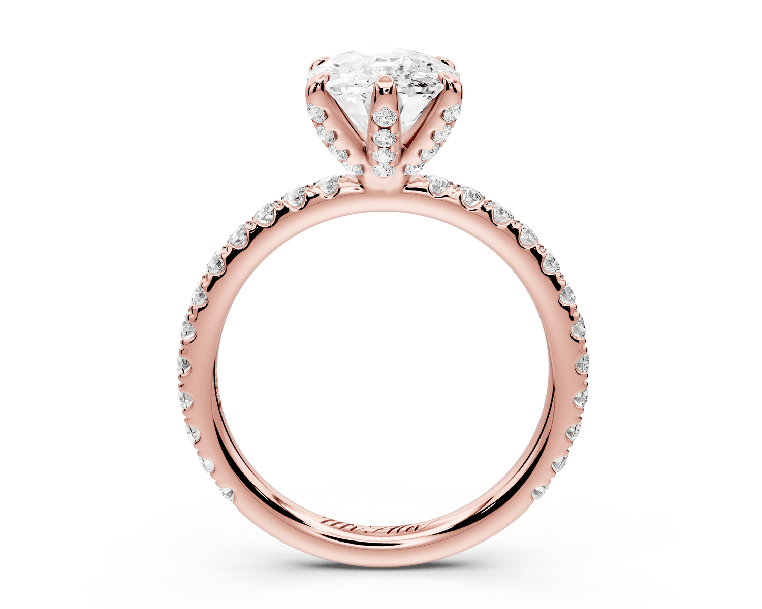 Elise - 3ct 14k rose gold ecushion diamond 6 - Talon Prong Diamond Crown with Pavé Engagement Ring - Mr. Alex Jewelry